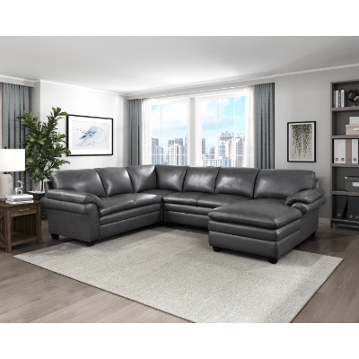 Show details for Genuine Leather Sectional with Right Chaise Picture of Genuine Leather Sectional with Right Chaise
