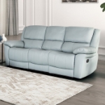 Picture of Genuine leather Manual Reclining Blue Sofa, Loveseat and Chair