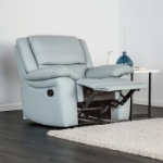 Picture of Genuine leather Manual Reclining Blue Sofa, Loveseat and Chair