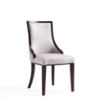 Picture of Light Grey, Tan Leather Dining Side Chair