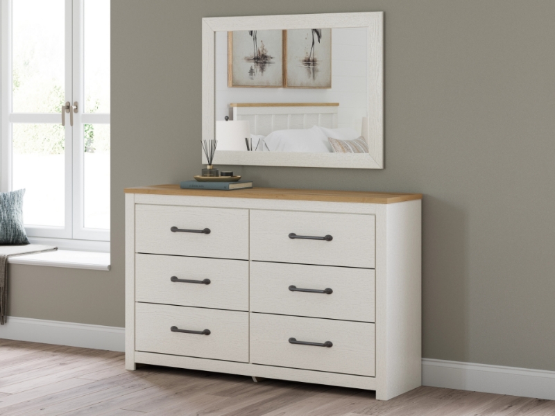 Picture of White finish Dresser and Mirror