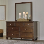Picture of Brownish cherry finish Dresser and Mirror