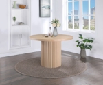 Picture of 48" Fluted Base Oak Wood Veneer Dining Table