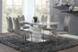 Picture of 55.25" - 70.75" Extendable Bright high gloss white, gray-taupe and chrome Dining Table
