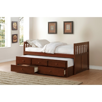 Show details for Twin Trundle Bed with Captain Headboard Picture of Twin Trundle Bed with Captain Headboard