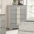 Picture of 35.5"W x 47"H White Wash/Stone Gray Five Drawer Chest