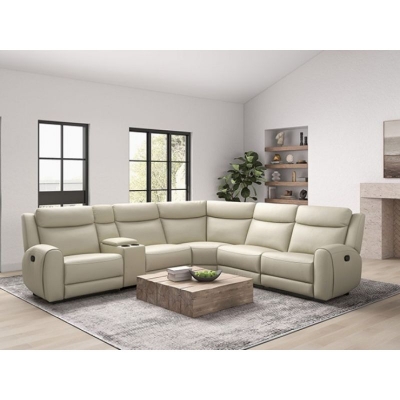 Show details for Genuine Leather Beige Sectional Picture of Genuine Leather Beige Sectional