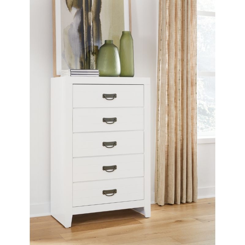 Picture of 30.63"L x 47.75"H White Five Drawer Chest