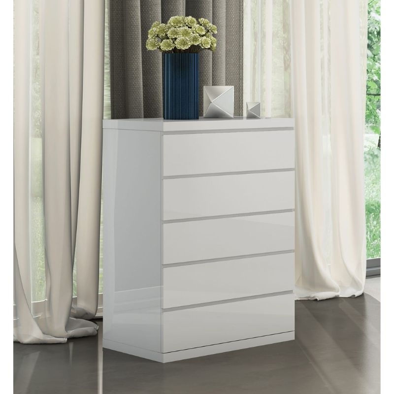 Picture of 36"L x 47"H White Five Drawer Chest