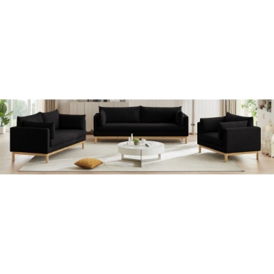 Show details for Linen Textured Fabric Loveseat, Sofa and Chair Picture of Linen Textured Fabric Loveseat, Sofa and Chair