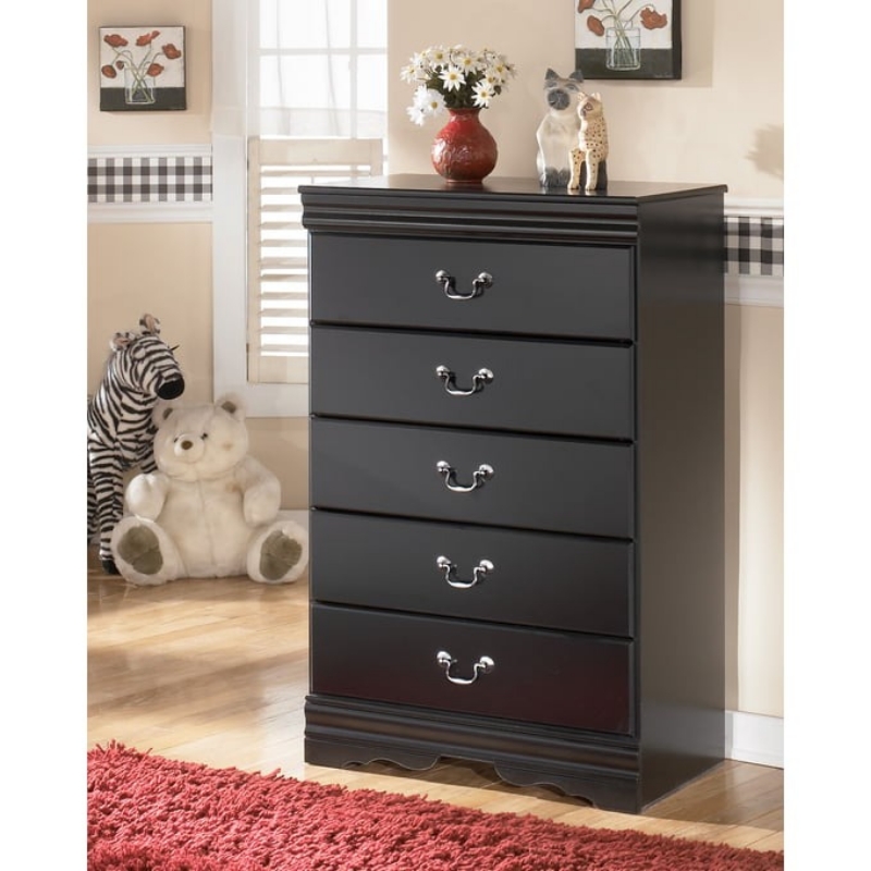 Picture of 29.76"L x 44.69"H Black Five Drawer Chest