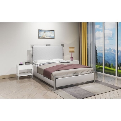 Show details for White PU Upholstered King Bed Picture of White PU Upholstered King Bed