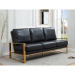 Picture of Gold Frame Leather Full Size Black Sofa