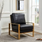 Picture of Black Arm Chair With Upholstered And Gold/Silver Metal Frame