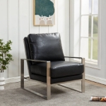 Picture of Black Arm Chair With Upholstered And Gold/Silver Metal Frame