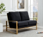 Picture of Black Velvet Gold/Silver Frame Loveseat