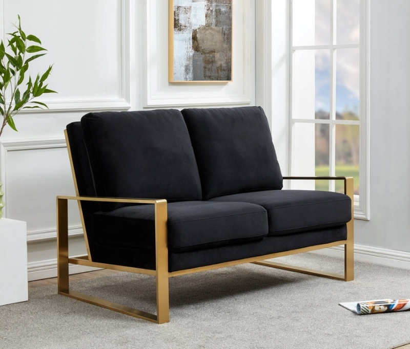 Picture of Black Velvet Gold/Silver Frame Loveseat