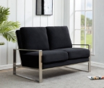 Picture of Black Velvet Gold/Silver Frame Loveseat