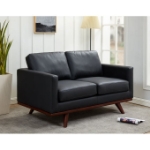 Picture of Wood Base Leather Black Loveseat