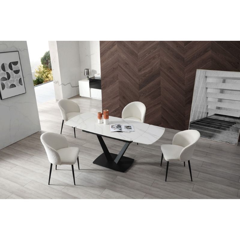 Picture of Lamb Wool Fabric Dining Chair with Golden or Black legs