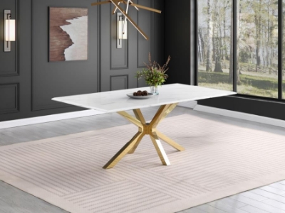 Show details for 79-inch Faux Marble Dining Table White Picture of 79-inch Faux Marble Dining Table White