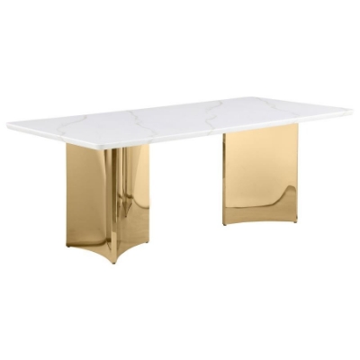 Show details for 79-inch Marble Top Dining Table White Picture of 79-inch Marble Top Dining Table White
