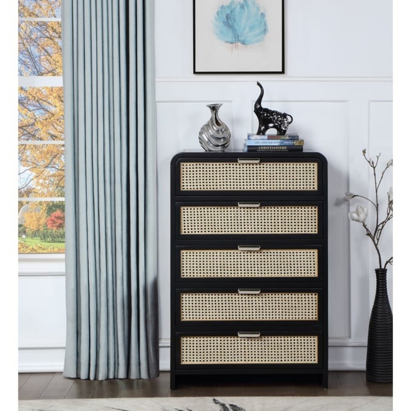 Picture of 32"L x 48"H Solid Wood And Natural Cane Wood Chest