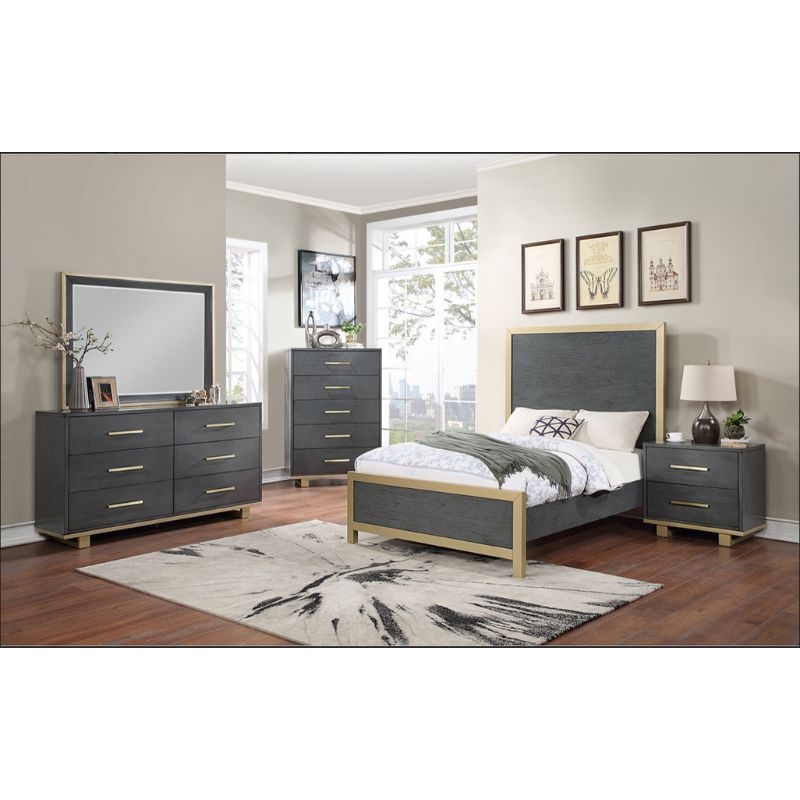 Picture of 48" grey bed with gold accent