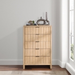 Picture of 32"W x 50"H Solid Wood And Oak Veneer Chest