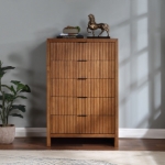 Picture of 32"W x 50"H Solid Wood And Oak Veneer Chest