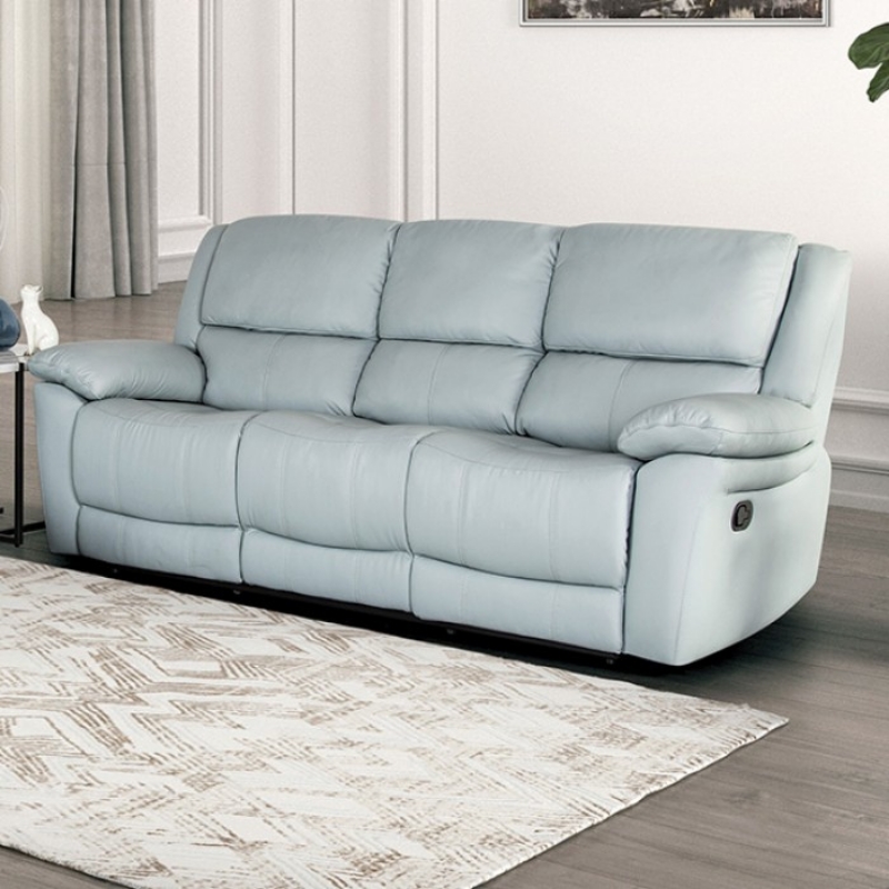 Picture of Genuine leather Manual Reclining Blue Sofa