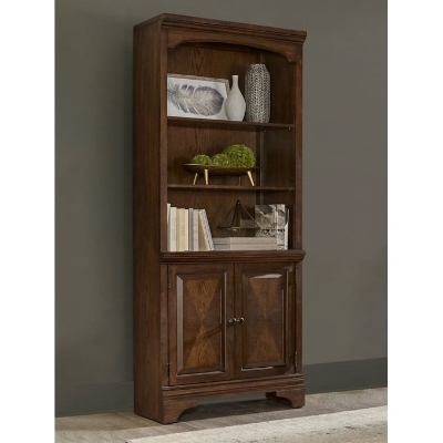 Show details for 3-shelf Cabinet Bookcase Burnished Oak - L 32 X W 14 X H 78.25 Picture of 3-shelf Cabinet Bookcase Burnished Oak - L 32 X W 14 X H 78.25