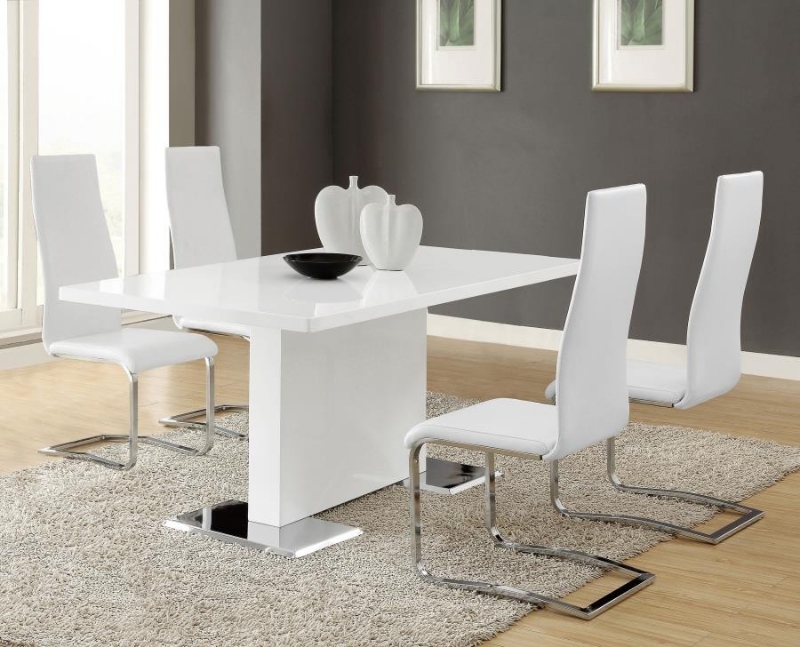 Picture of 5pcs Or 7pcs White High Gloss and White Dining Room Set