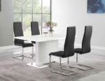 Picture of 5pcs Or 7pcs  White High Gloss and Black Dining Room Set
