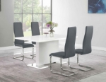 Picture of 5pcs, Or 7pcs White High Gloss and Grey Dining Room Set