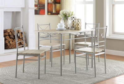 Show details for 5-piece Rectangular Dining Table Set Silver/Dark Bronze Picture of 5-piece Rectangular Dining Table Set Silver/Dark Bronze