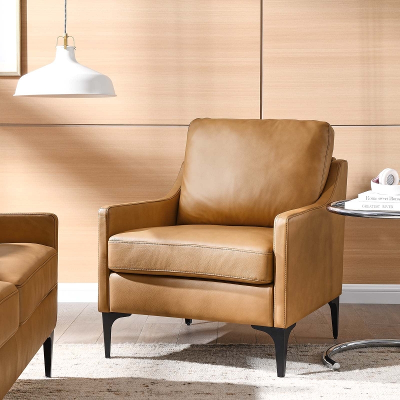 Picture of Genuine Leather Chair in Tan