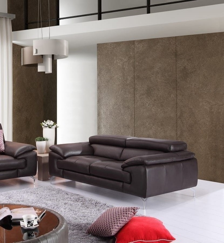 Picture of Genuine Leather Coffee Loveseat