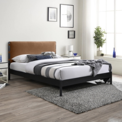 Show details for Leather Upholstered Full Bed Picture of Leather Upholstered Full Bed