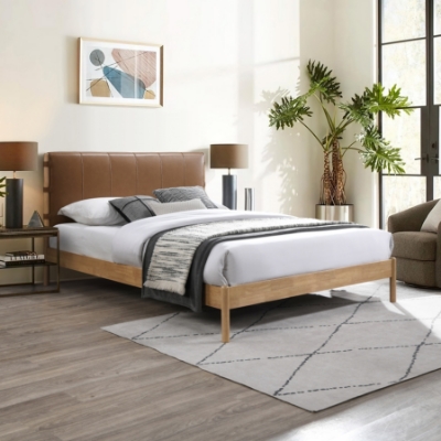 Show details for Leather Upholstered Full Bed Picture of Leather Upholstered Full Bed
