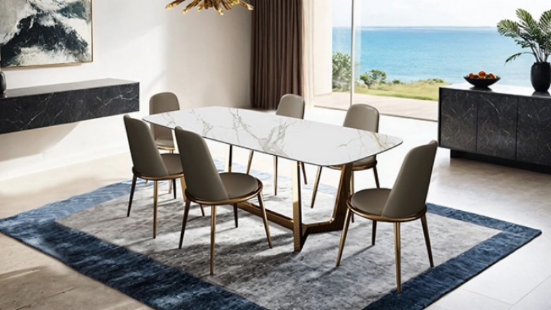 Picture of 71" Gold/White Dining table