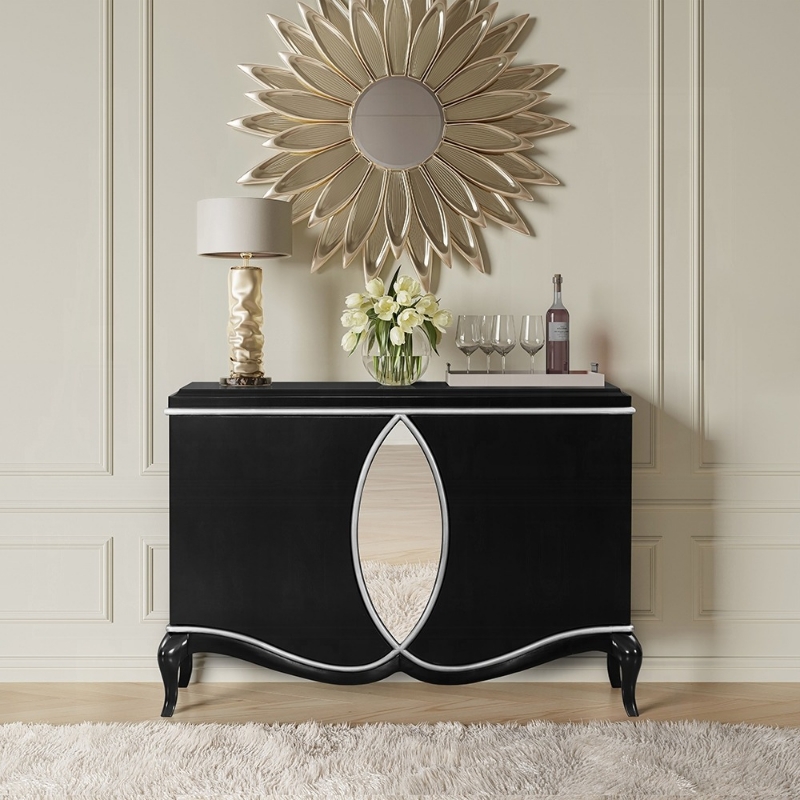 Picture of Walnut Finish Wood Veneer Console Cabinet