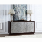 Picture of 68"L X 18"W Metallic Silver & Walnut Console Cabinet