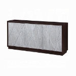 Picture of 68"L X 18"W Metallic Silver & Walnut Console Cabinet