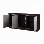 Picture of 68"L X 18"W Metallic Silver & Walnut Console Cabinet