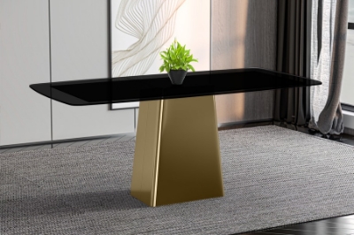 Show details for 55"/62"/71" Dining Table with Sintered Stone or Glass Rectangular Top and Gold Stainless Steel Base Picture of 55"/62"/71" Dining Table with Sintered Stone or Glass Rectangular Top and Gold Stainless Steel Base