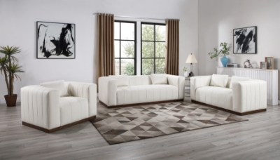 Show details for Leather Upholstered Sofa, Loveseat and Accent Chair Picture of Leather Upholstered Sofa, Loveseat and Accent Chair