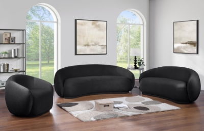 Show details for Velvet Upholstered Sofa, Loveseat and Chair Picture of Velvet Upholstered Sofa, Loveseat and Chair