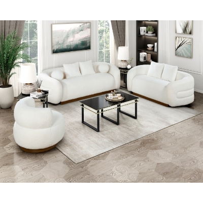 Show details for Fabric White Sofa, Loveseat and Swivel Chair Picture of Fabric White Sofa, Loveseat and Swivel Chair