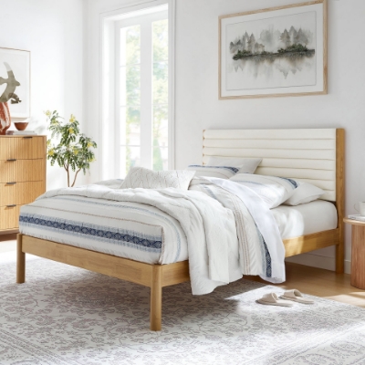 Show details for Tufted Boucle Solid Wood Full Platform Bed Picture of Tufted Boucle Solid Wood Full Platform Bed